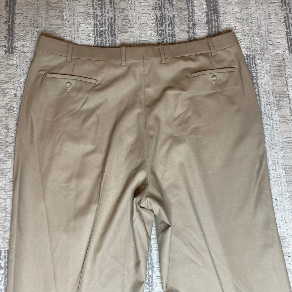 Lauren Ralph Lauren Mens 42x32 Wool Pleated Cuffed Dress Pants Tan Total Comfort
